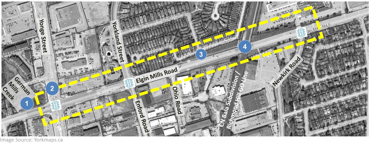 Map showing key features of the study area